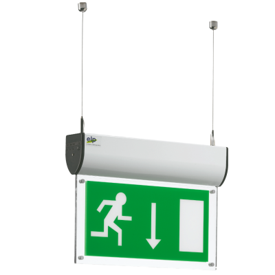 RLD/M3/WH Recessed LED exit sign, maintained, white painted ceiling plate