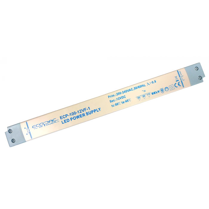 ECP100-12VF-1-2 - Ecopac ECP100-12VF-1 Slimline Constant Voltage LED Driver 100W 12V