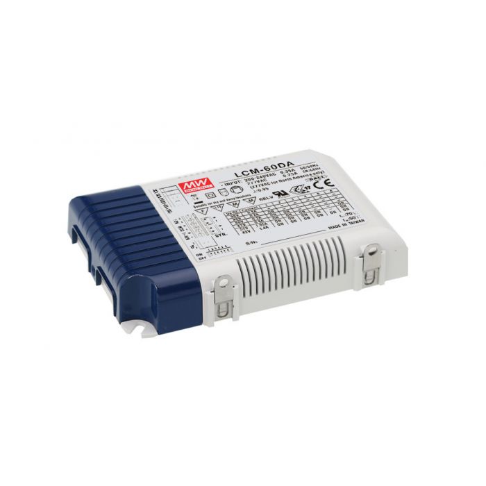 LCM-60DA - Mean Well LCM-60DA DALI Dimmable Selectable Current LED Driver 60W 500~1400mA LED Driver Meanwell - Shorters UK