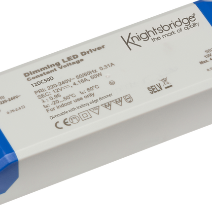 IP20 12V 50W DC Dimmable LED Driver - Constant Voltage 12DC50D