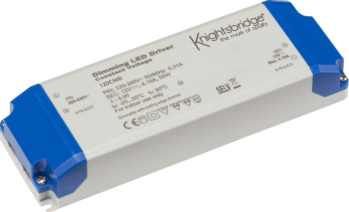 IP20 12V 50W DC Dimmable LED Driver - Constant Voltage 12DC50D