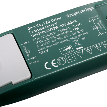IP20 350mA 12W LED Dimmable Driver - Constant Current 1W350DA