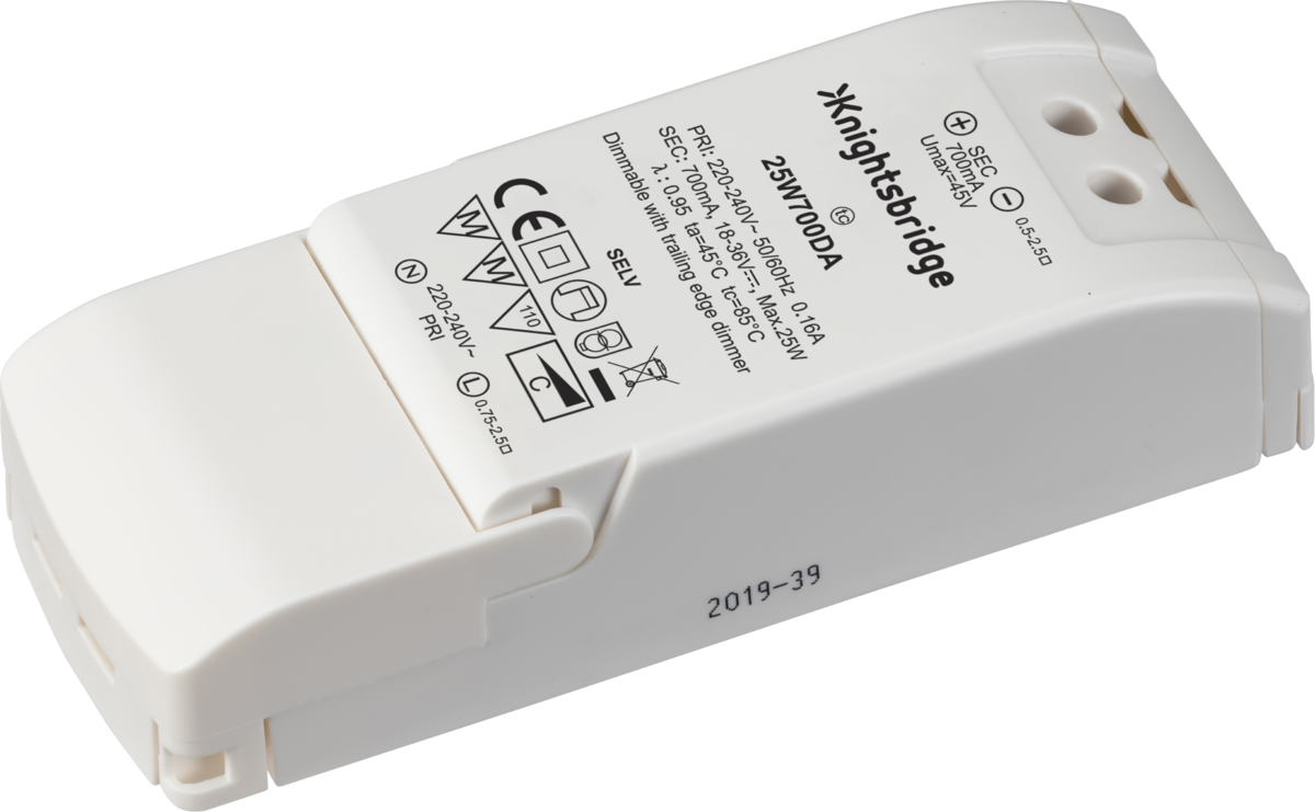 IP20 700mA 25W LED Dimmable Driver - Constant Current 25W700DA