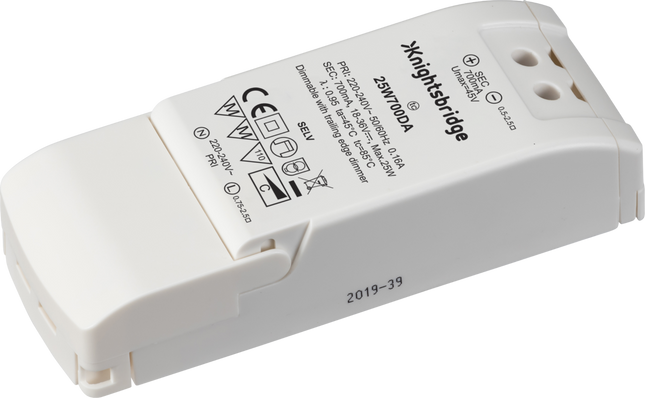 IP20 700mA 25W LED Dimmable Driver - Constant Current 25W700DA