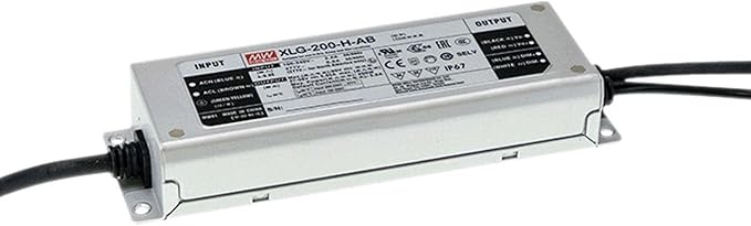 MEANWELL XLG-200-24-A 200W 24V 8.3A IP67 Waterproof LED Power Supply, Corded Electric, Current Rating 24.0 Amps, Model Number MEANWELL XLG-200-24-A, Specification Met IP67