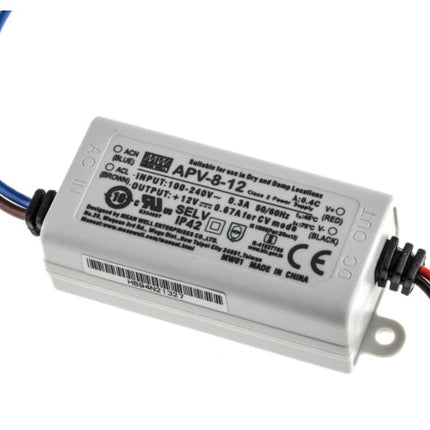 Mean Well APV-8 AC-DC, APV-8-12  Constant Voltage LED Driver 8W 12V