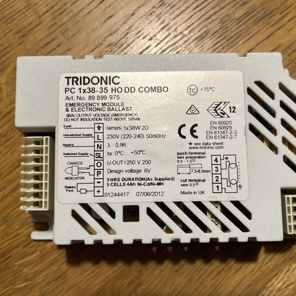 89899975 Tridonic PC 1x38-35 HO DD Combo Emergency and Electronic Ballast Art No 89899975