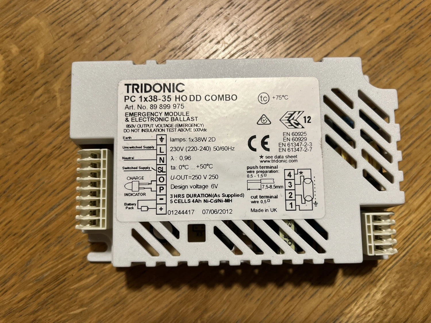 89899975 Tridonic PC 1x38-35 HO DD Combo Emergency and Electronic Ballast Art No 89899975