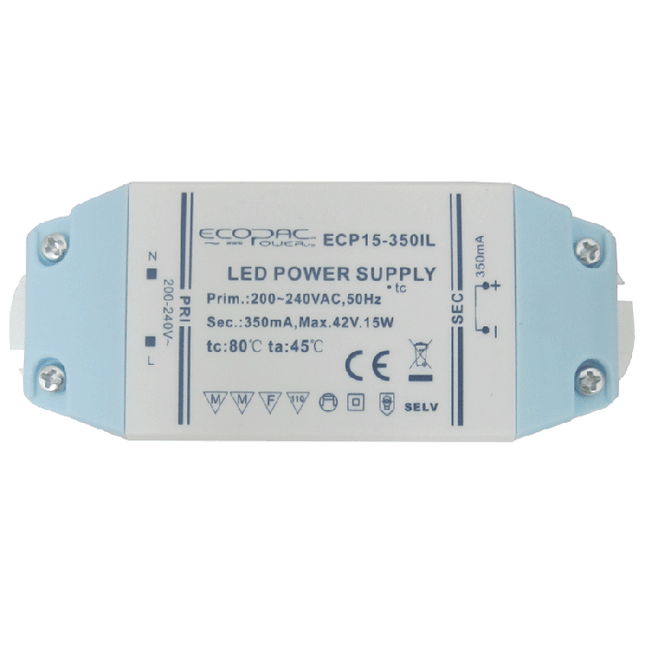 ECP15-350IL - Ecopac Constant Current LED Driver ECP15-350IL 15W 350mA