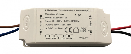 ELED-15-12T  Triac Dimmable LED Driver 12V 15W
