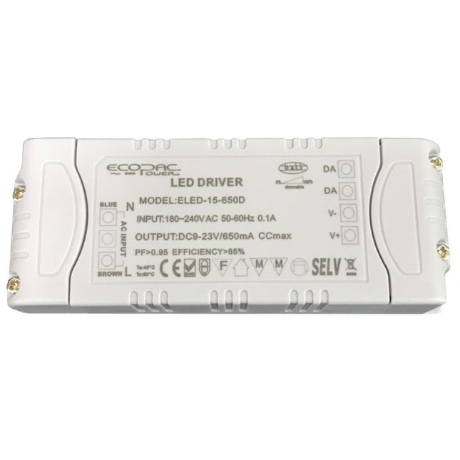 ELED-15D-S - Ecopac ELED-15D Series Constant Current LED Driver 350-650mA