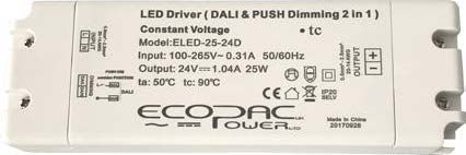 ELED-25-12/24D - Ecopac ELED-25-D Series Dali Dimmable Constant Voltage LED Drivers 25W 12V-24V