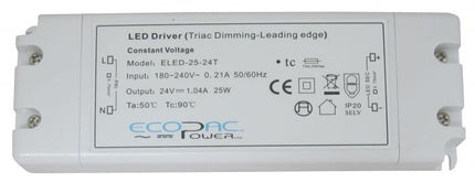 ELED-25-24t  Ecopac ELED-25 Series Constant Voltage LED Driver 25W 24V