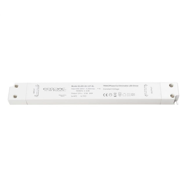 ELED-30P-24T-SL - Ecopac ELED-30P-24T-SL Slimline TRIAC Dimmable LED Driver 30W-24V