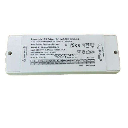 ELED-60-C600/2100V 60 Watt 0-10V and 1-10V Dimmable Constant Current LED Driver