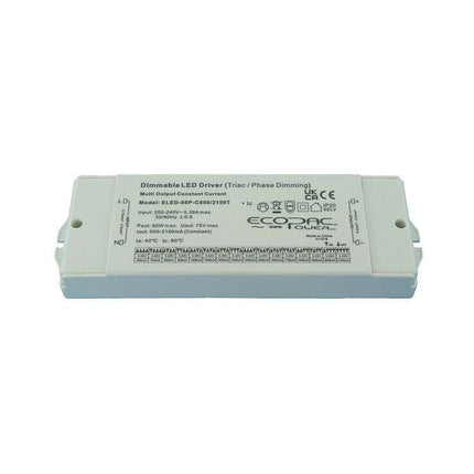 ELED-60P-C600/2100T 60W Triac (leading&Trailing) Dimming Dip-Switch Output Current LED Driver