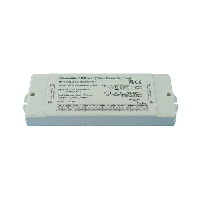 ELED-60P-C600/2100T 60W Triac (leading&Trailing) Dimming Dip-Switch Output Current LED Driver