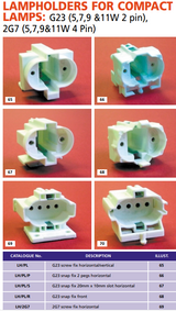 Lampholders for  G23 ( 2 Pin )  /2G7 ( 4 Pin ) PLS/Dulux S/Se