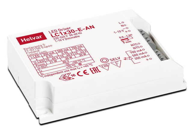 LC1x30-E-AN Helvar 1-10V Dim 30W 350MA 500Ma 700Ma