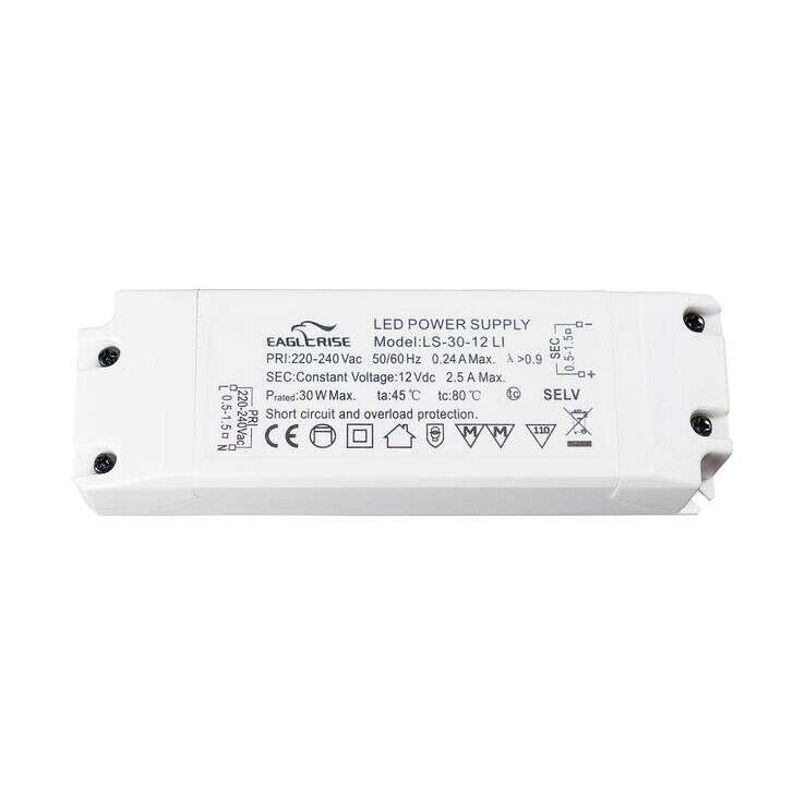 LS-30 LI Series Non-dim Constant Voltage LED Drivers 30W Terminals 12v/24v