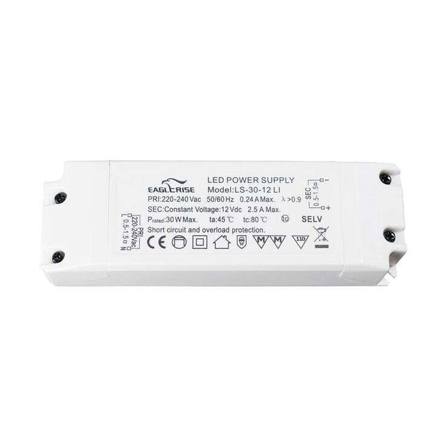 LS-30 LI Series Non-dim Constant Voltage LED Drivers 30W Terminals 12v/24v