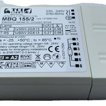 TCI MBQ 155/2 1X55/60W T5c HF Ballast (UV-POND)