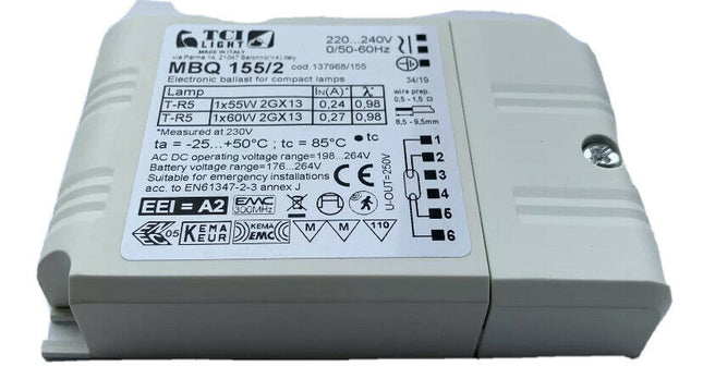 TCI MBQ 155/2 1X55/60W T5c HF Ballast (UV-POND)
