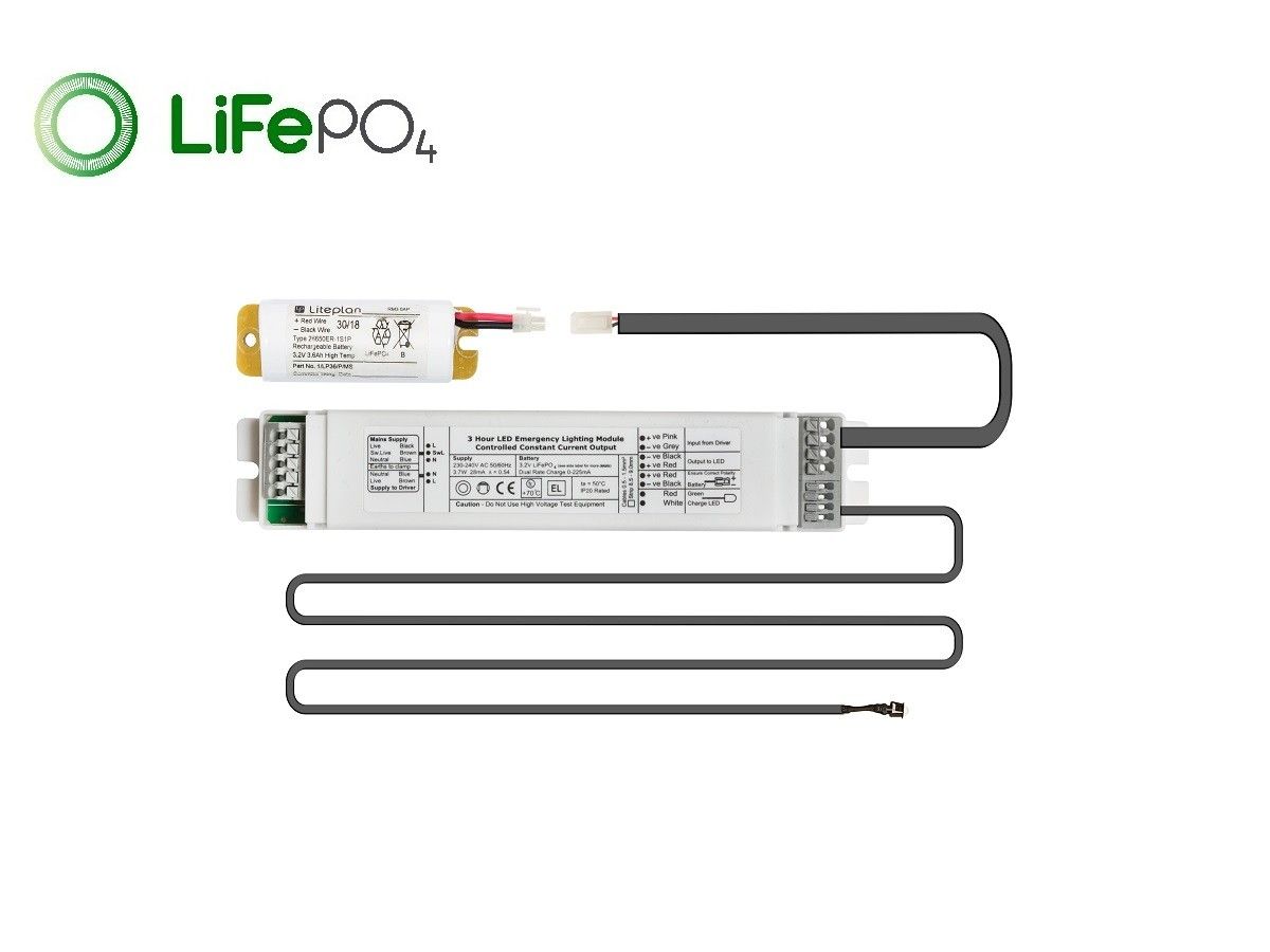 Liteplan  NLP/1/80-K LED Emergency Conversion Pack, Integral Installation, LiFePO4 Battery,