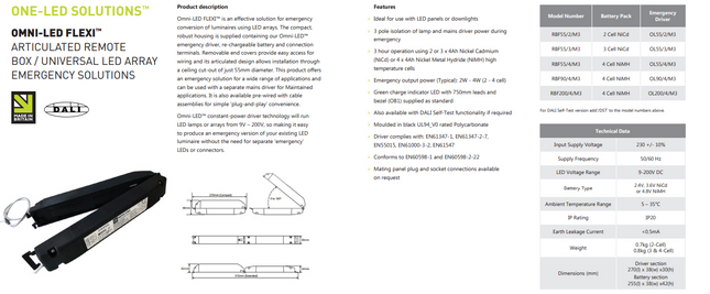 One lux RBF55/3/M3 Standard or RBF55/3/M3/DST Dali